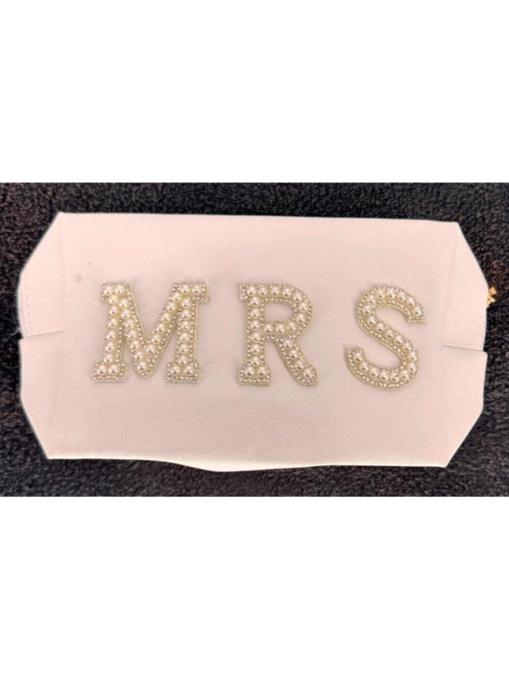 White Bride "Mrs" Clutch With Pearl & Rhinestone Lettering - Picture 3 of 11